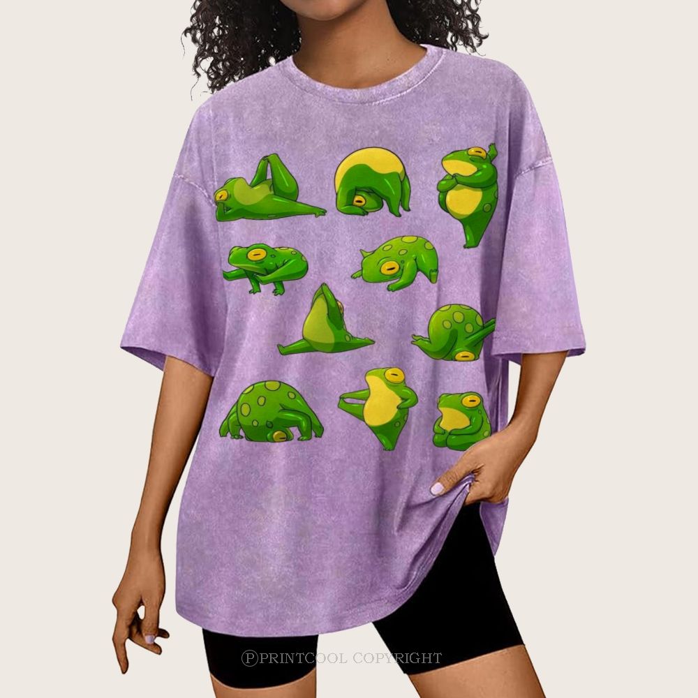 Yoga Frog Unisex Vintage Washed Tee