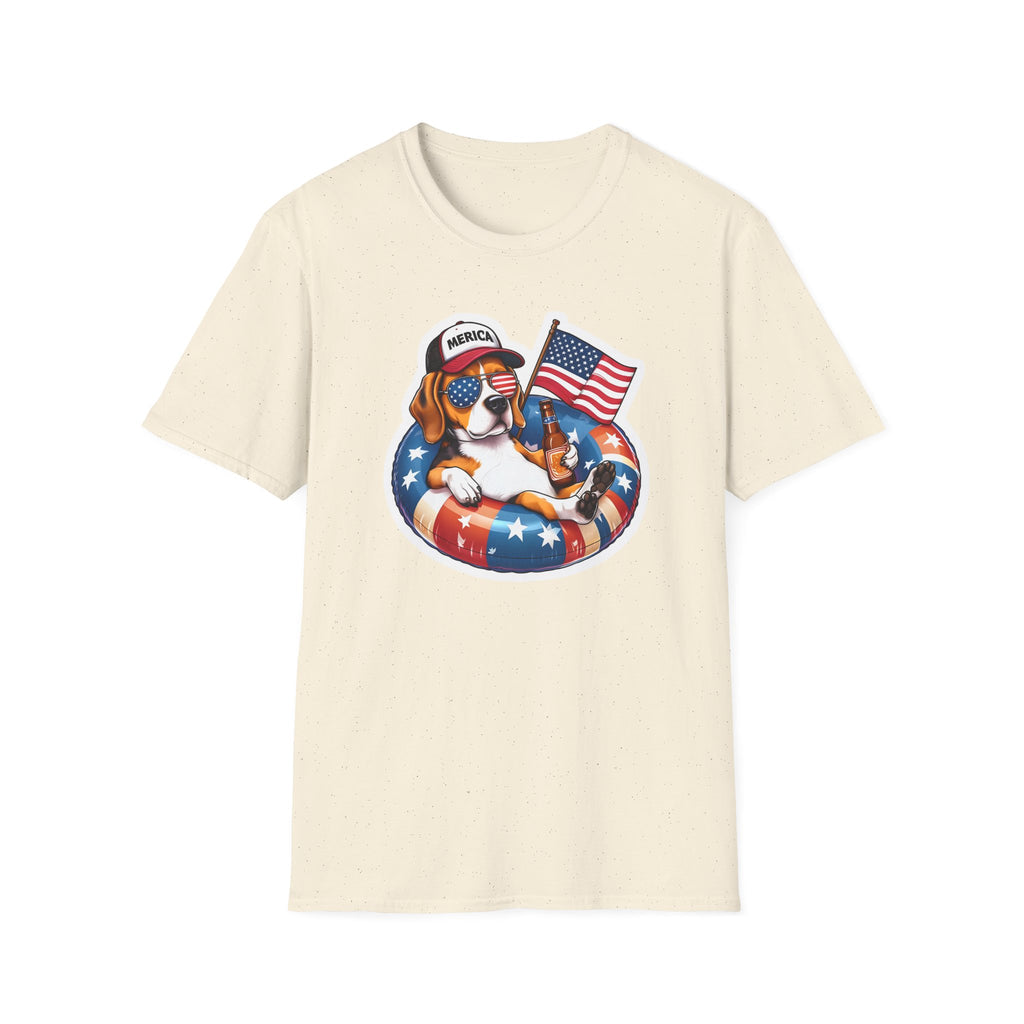 Beagle Dog with Sunglasses and Flag - Classic Fit