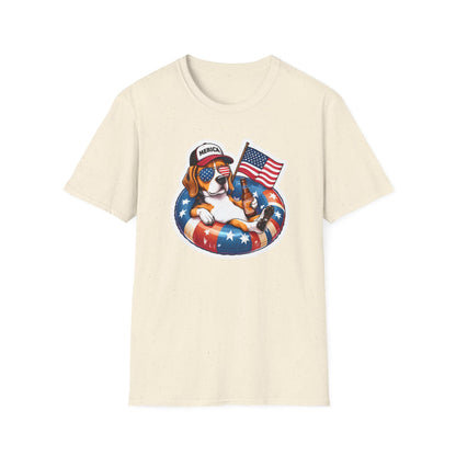 Beagle Dog with Sunglasses and Flag - Classic Fit