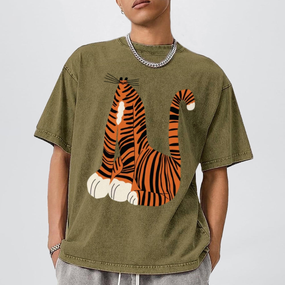Tiger Cat Unisex Vintage Washed Tee