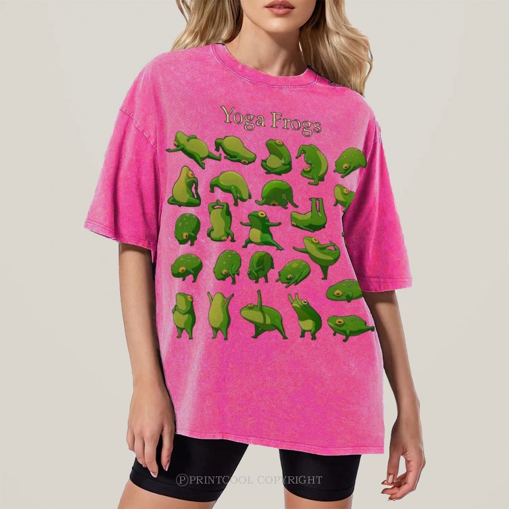 Yoga Frog Unisex Vintage Washed Tee