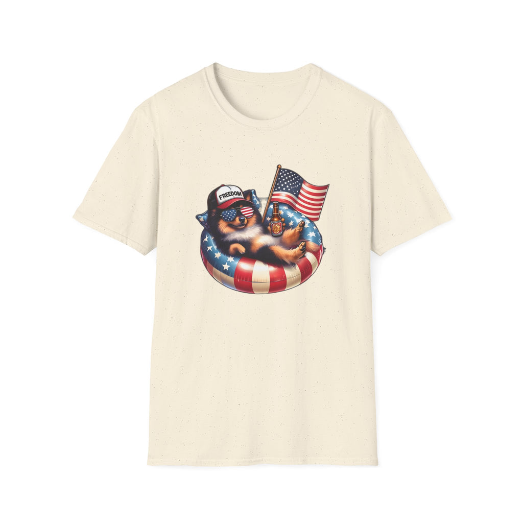 Pomeranian Relaxing With Sunglasses And Flag - Classic Fit