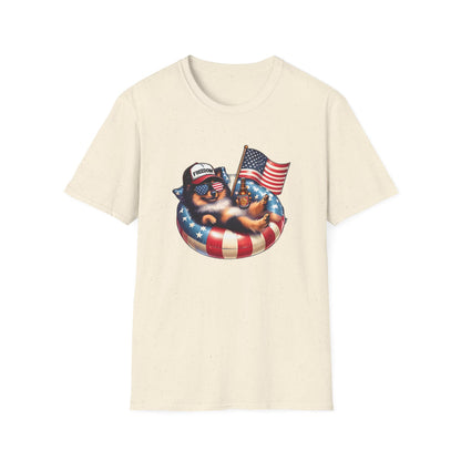 Pomeranian Relaxing With Sunglasses And Flag - Classic Fit