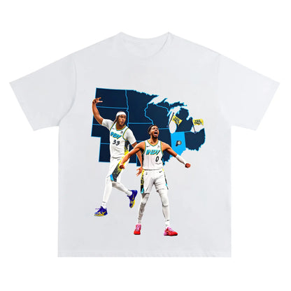 Haliburton Record-Breaking Clutch Playoff T-Shirt – Historic Game-Tying Moment vs. Knicks