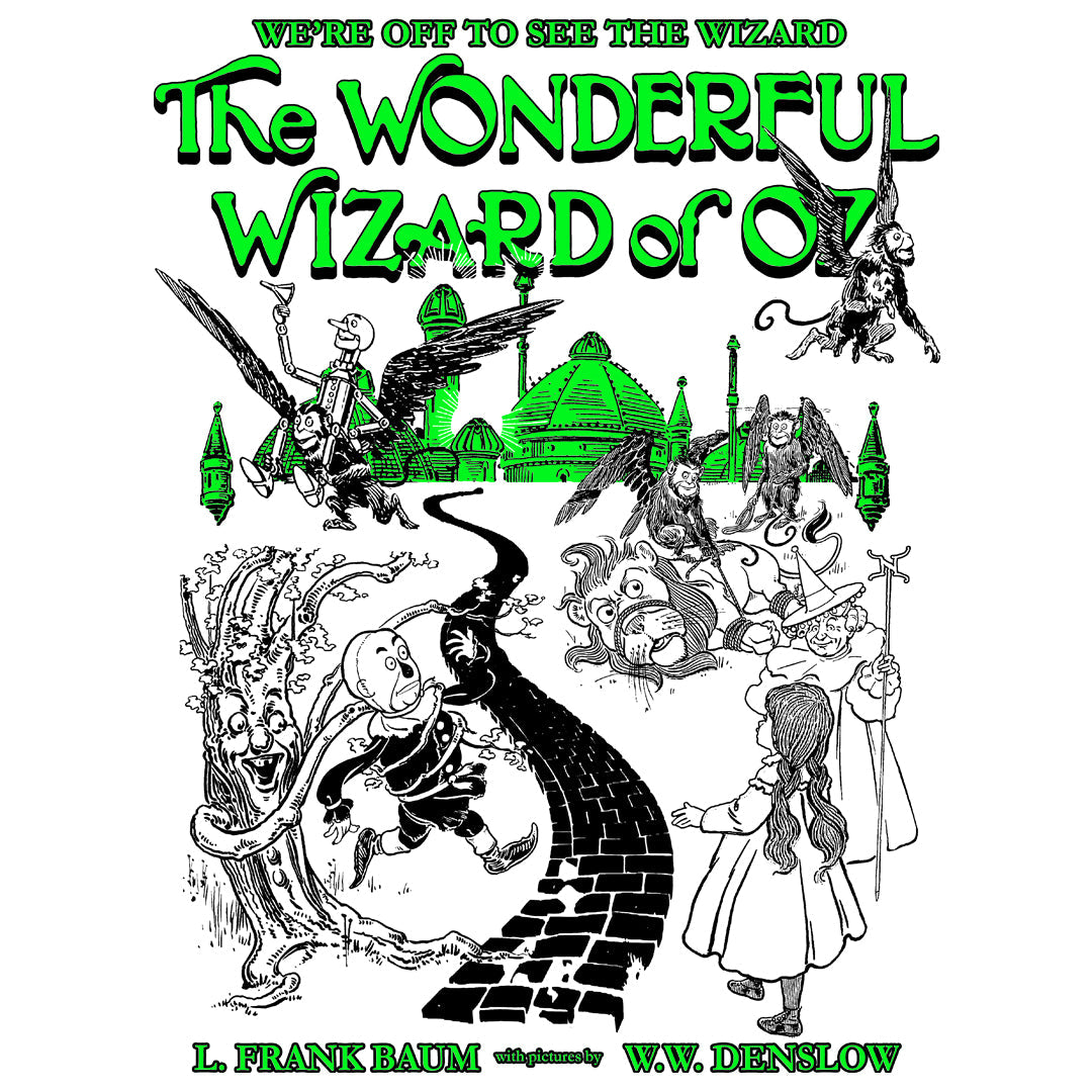 THE WONDERFUL WIZARD OF OZ BLACK ILLUSTRATIONS Crew Neck Short-Sleeve T-Shirt Soft & Breathable