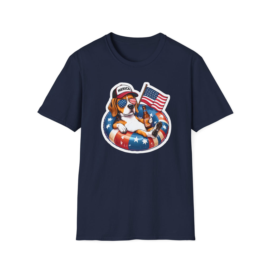 Beagle Dog with Sunglasses and Flag - Classic Fit
