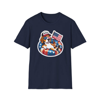Beagle Dog with Sunglasses and Flag - Classic Fit