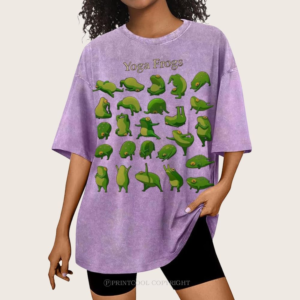 Yoga Frog Unisex Vintage Washed Tee