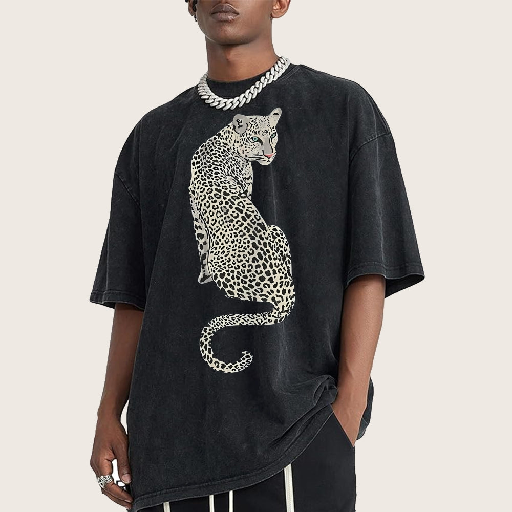 White Leopard Unisex Vintage Washed Tee