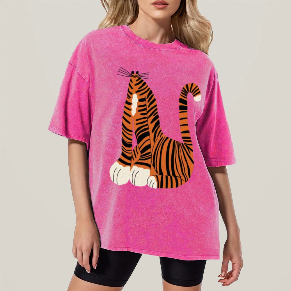 Tiger Cat Unisex Vintage Washed Tee