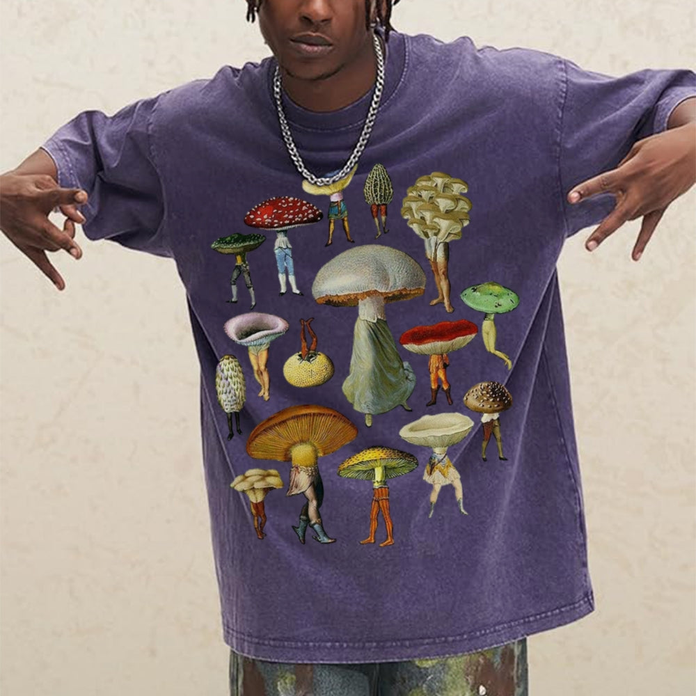 Troop of Mushrooms Unisex Vintage Washed Tee