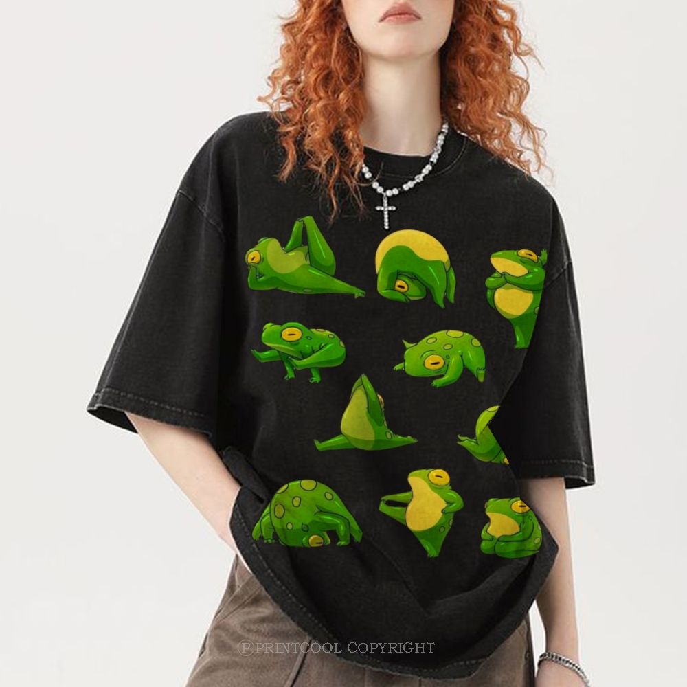 Yoga Frog Unisex Vintage Washed Tee