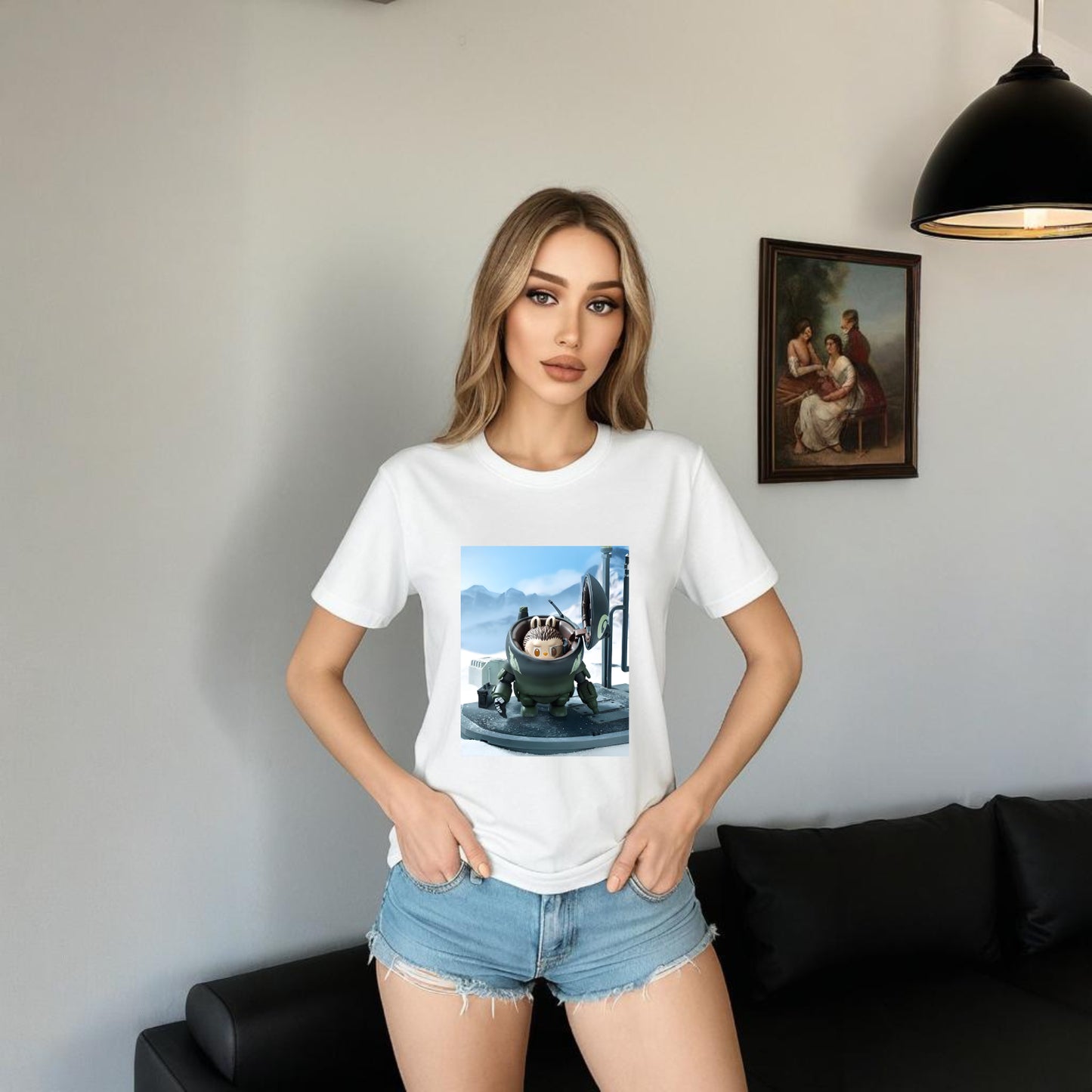 Space Marine Labubu The Monsters Crew Neck T-Shirt For Labubu Lover Gifts For Girlfriend
