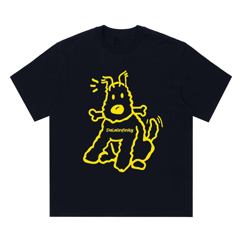 Cute Line Drawing Crew Neck Short-Sleeve T-Shirt Unisex