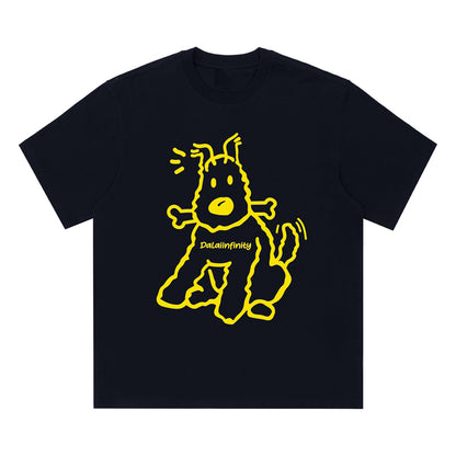 Cute Line Drawing Crew Neck Short-Sleeve T-Shirt Unisex