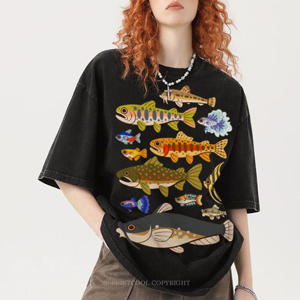 Tropical Fish Paradise Unisex Vintage Washed Tee