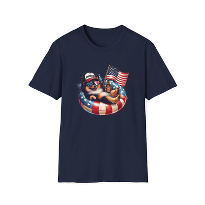 Pomeranian Relaxing With Sunglasses And Flag - Classic Fit
