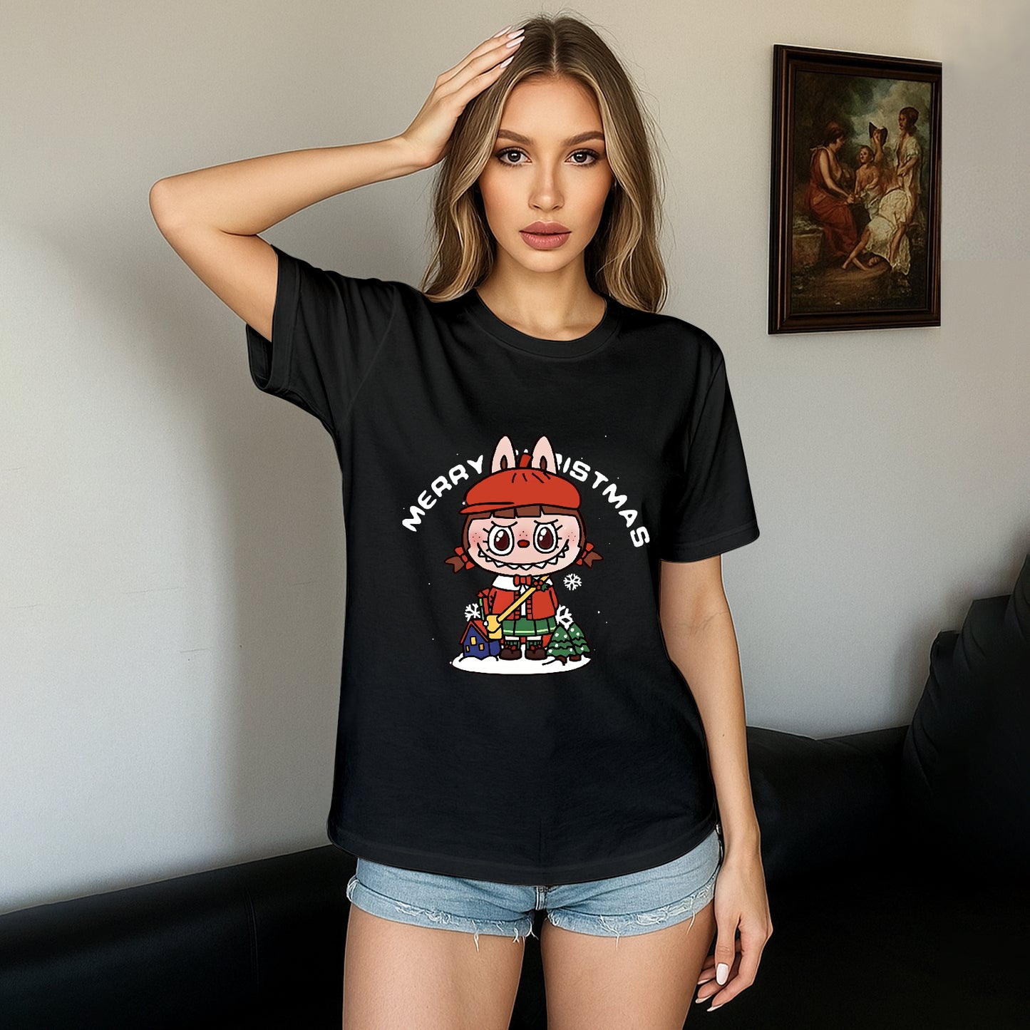 Funny Labubu The Monsters Crew Neck T-Shirt For Labubu Lover Gifts For Girlfriend