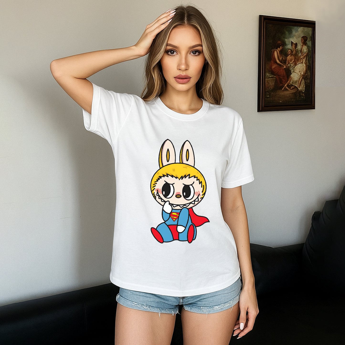 Super Labubu The Monsters Crew Neck Short Sleeve T-Shirt For Labubu Lover Gifts For Girlfriend