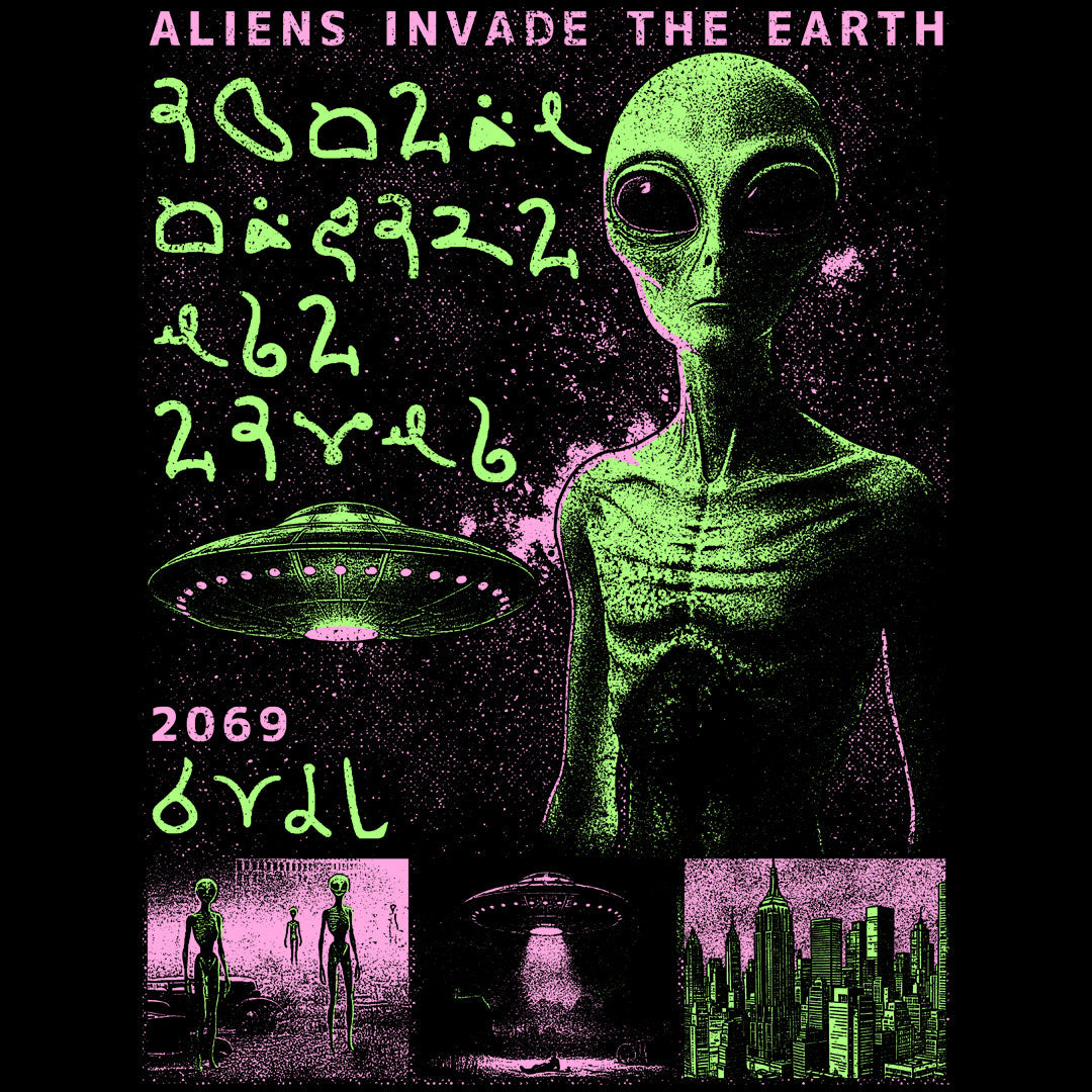 Alien Invaders Crew Neck Short-Sleeve T-Shirt Soft & Breathable