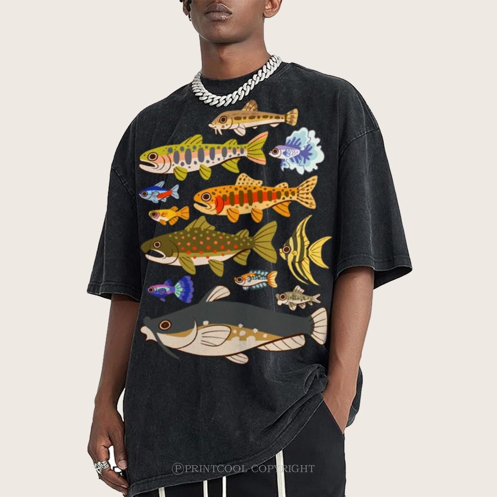 Tropical Fish Paradise Unisex Vintage Washed Tee