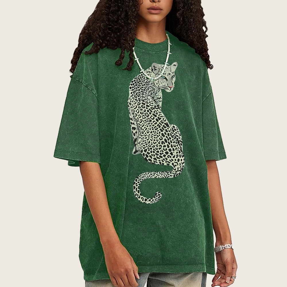 White Leopard Unisex Vintage Washed Tee