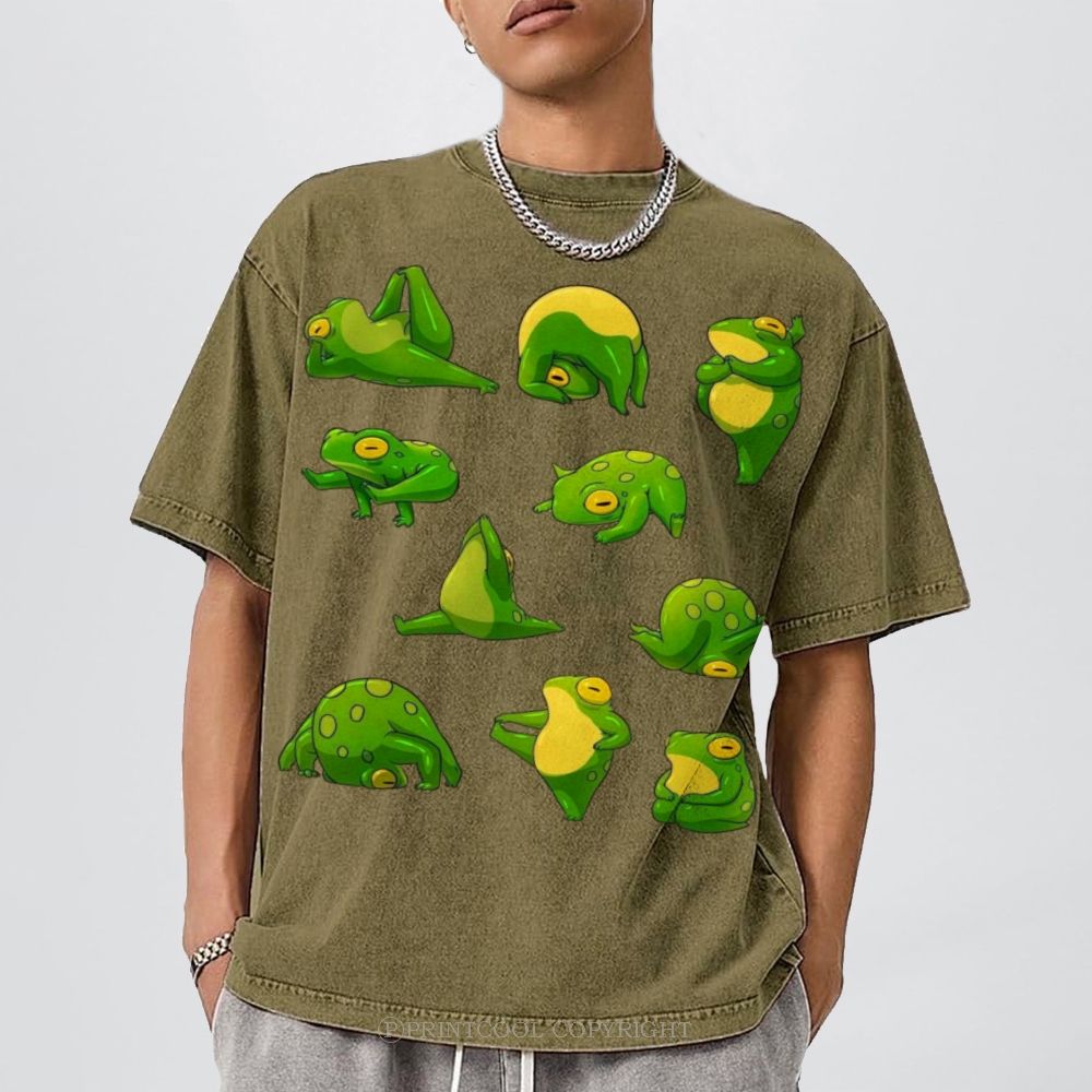 Yoga Frog Unisex Vintage Washed Tee