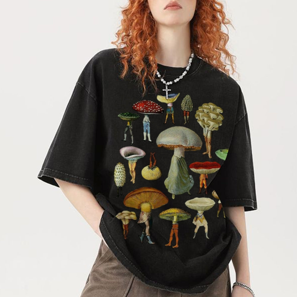 Troop of Mushrooms Unisex Vintage Washed Tee