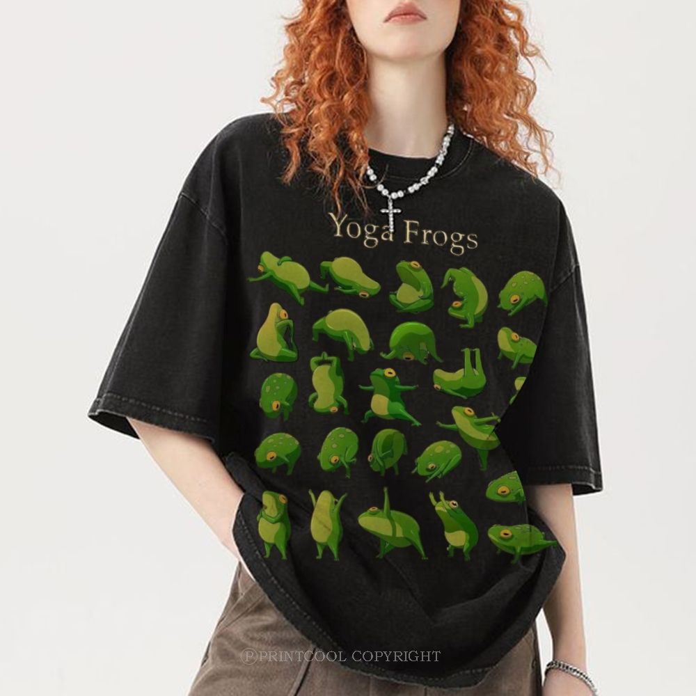 Yoga Frog Unisex Vintage Washed Tee