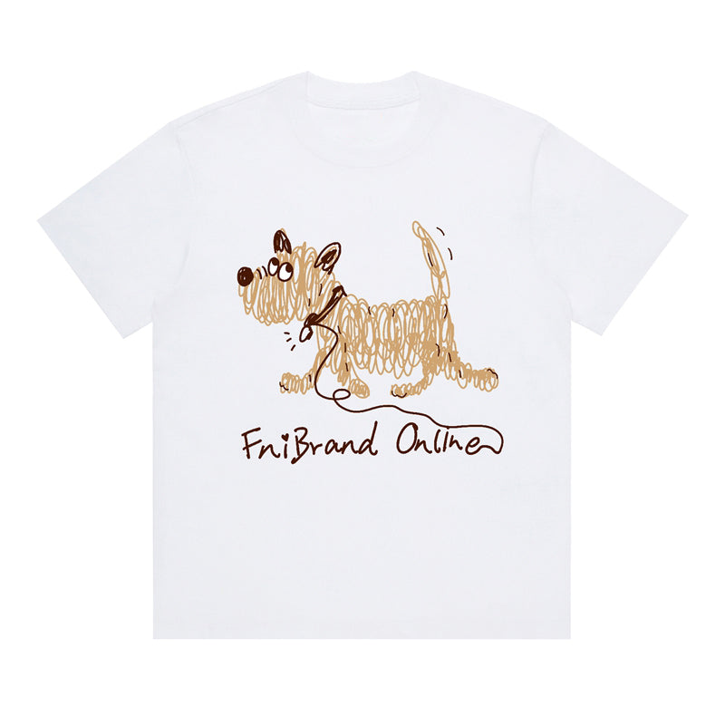 Cute Line Drawing Crew Neck Short-Sleeve T-Shirt Unisex