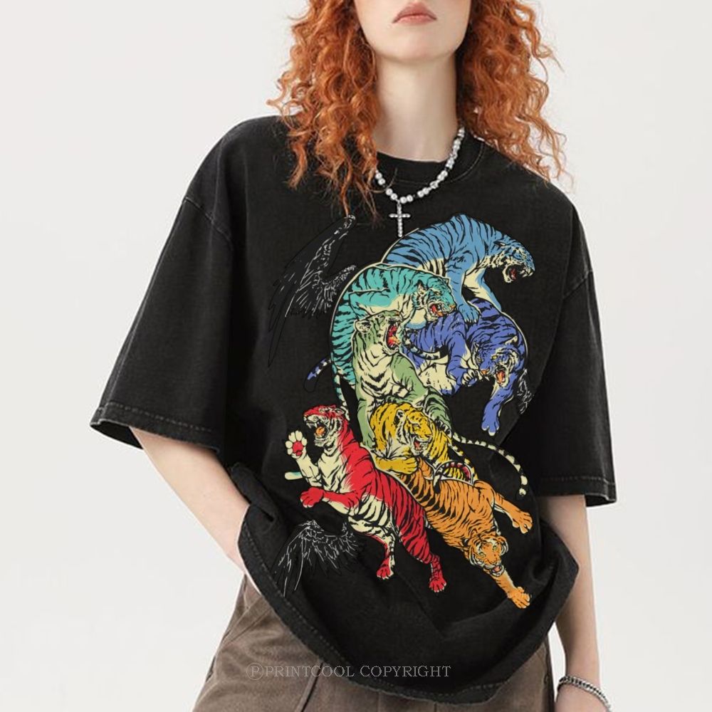 Warring Tigers Unisex Vintage Washed Tee