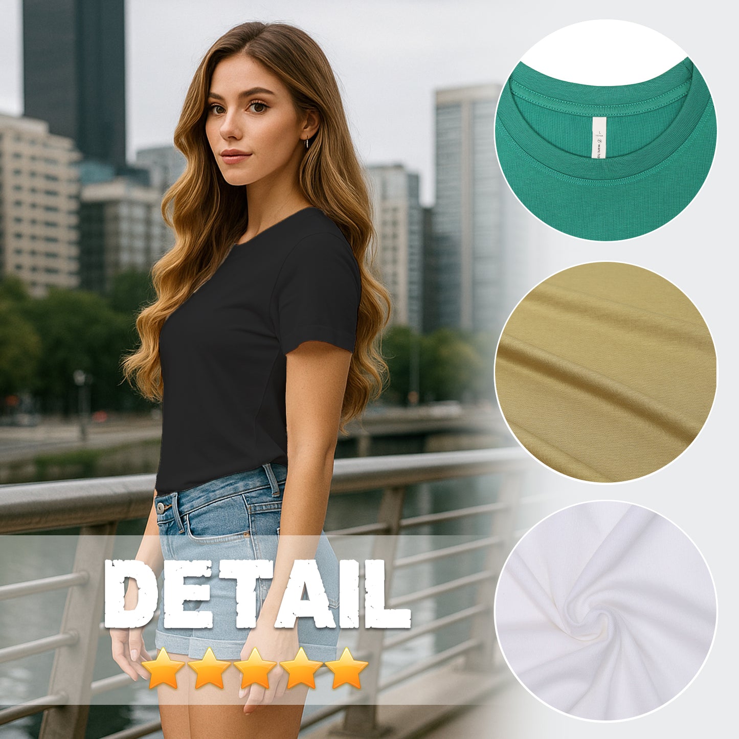 Women's 3 Pack T-Shirt Short Sleeve Crew Neck Summer Tops Fashion Basic Tees