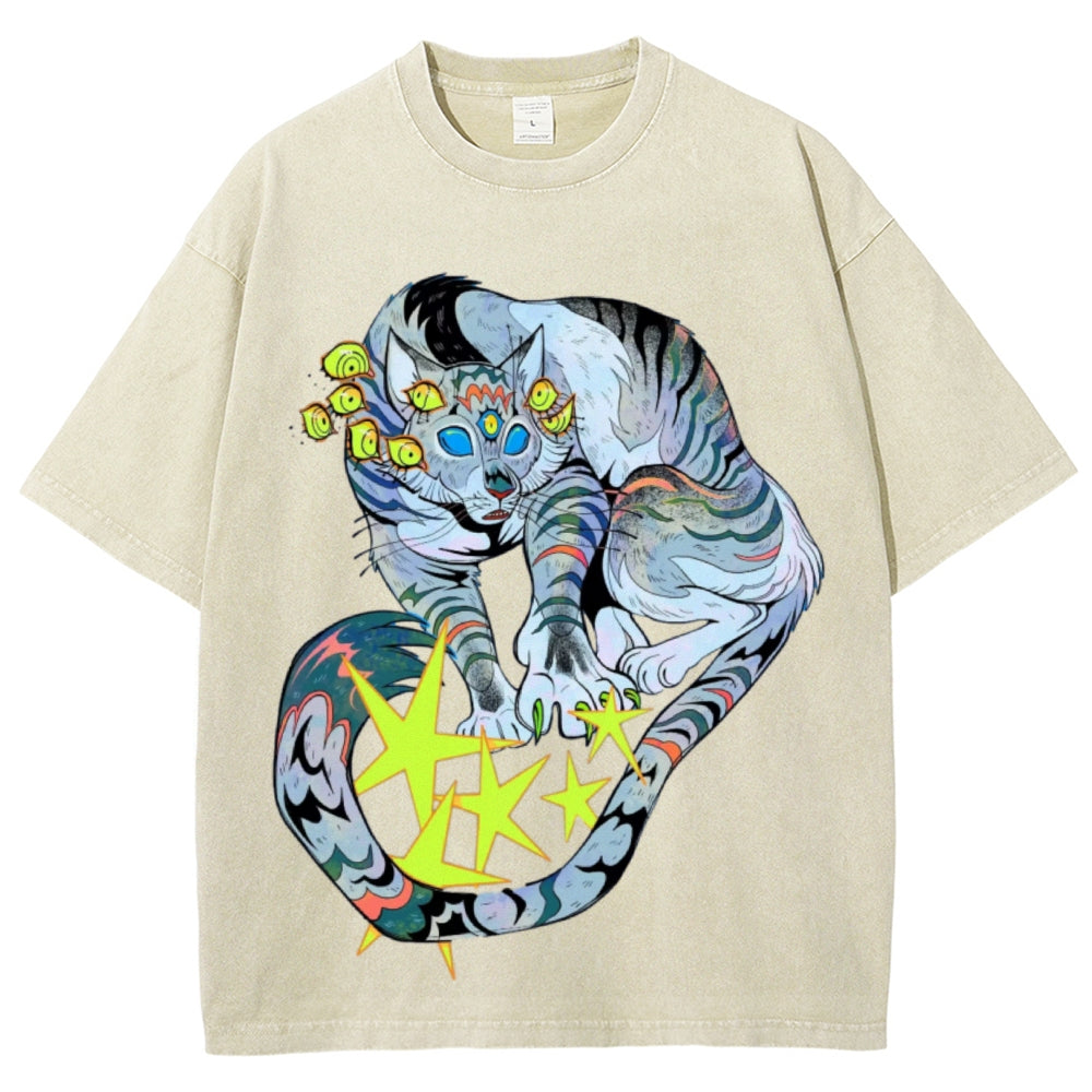 Warriors Cat Unisex Vintage Washed Tee
