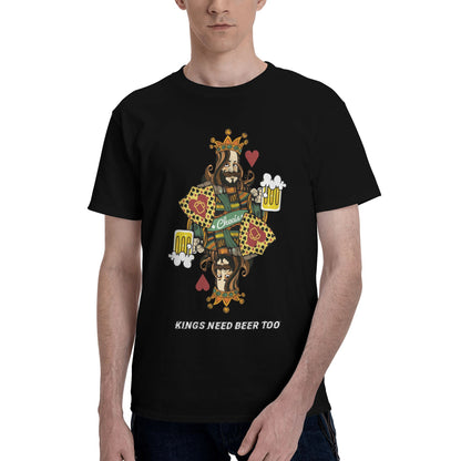 Personalized Kings Need Beer Too Men's Crewneck Short-Sleeve T-Shirt with Text Gift for Boyfriend and Father