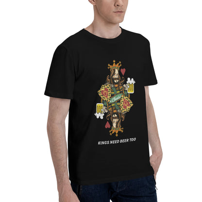 Personalized Kings Need Beer Too Men's Crewneck Short-Sleeve T-Shirt with Text Gift for Boyfriend and Father