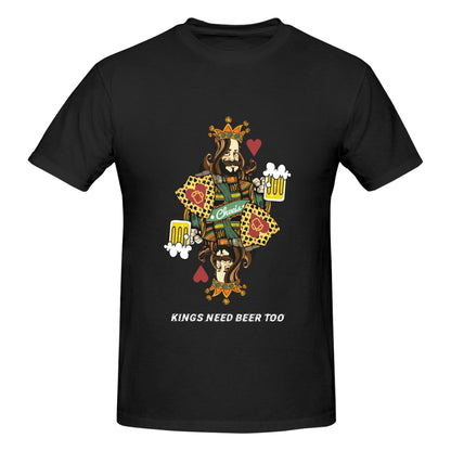 Personalized Kings Need Beer Too Men's Crewneck Short-Sleeve T-Shirt with Text Gift for Boyfriend and Father