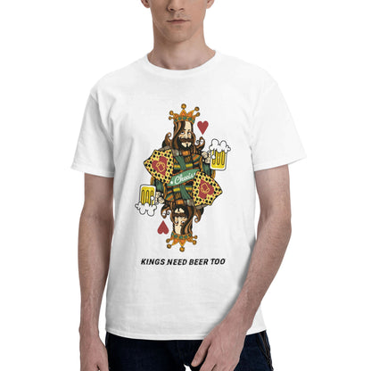 Personalized Kings Need Beer Too Men's Crewneck Short-Sleeve T-Shirt with Text Gift for Boyfriend and Father