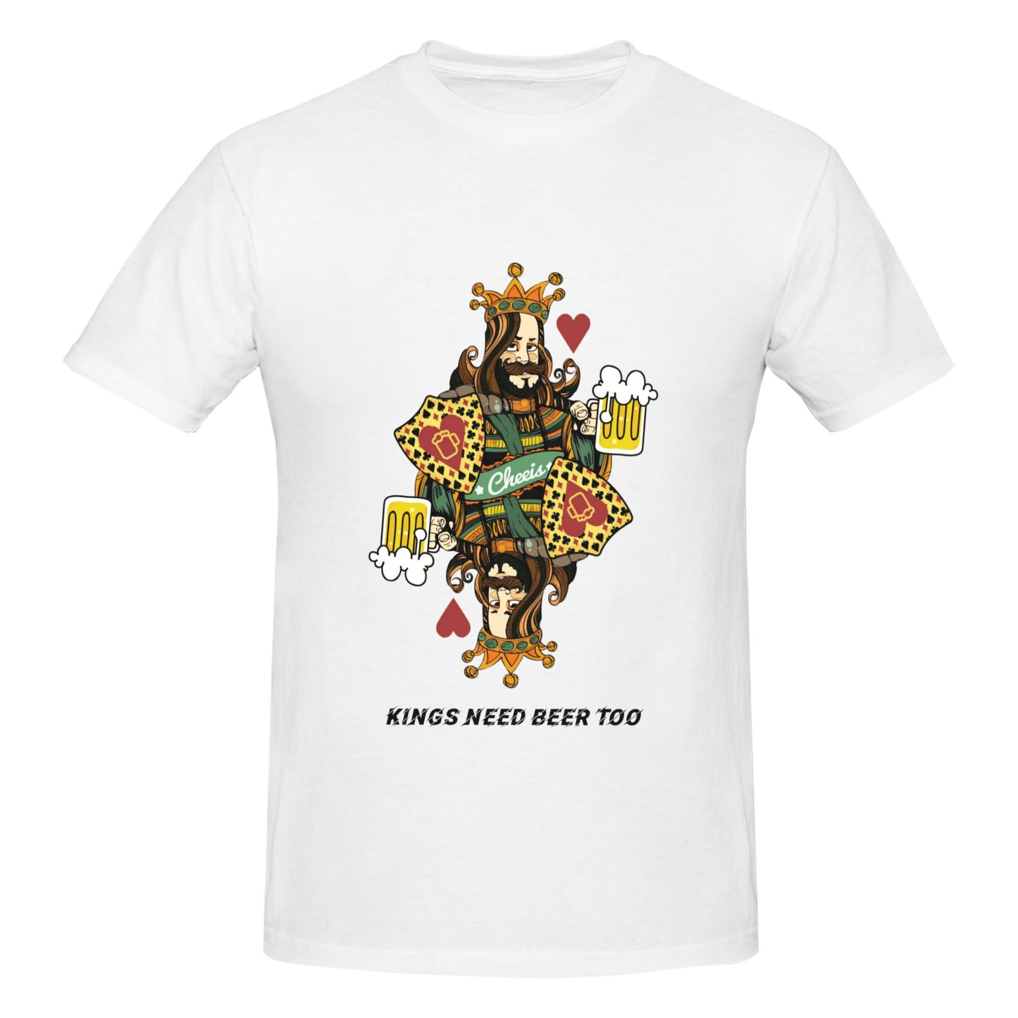 Personalized Kings Need Beer Too Men's Crewneck Short-Sleeve T-Shirt with Text Gift for Boyfriend and Father