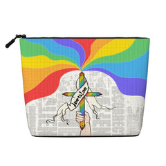 Personalized LGBTQ Pride Month Single-Layer Linen Style Makeup Bag Birthday Gift