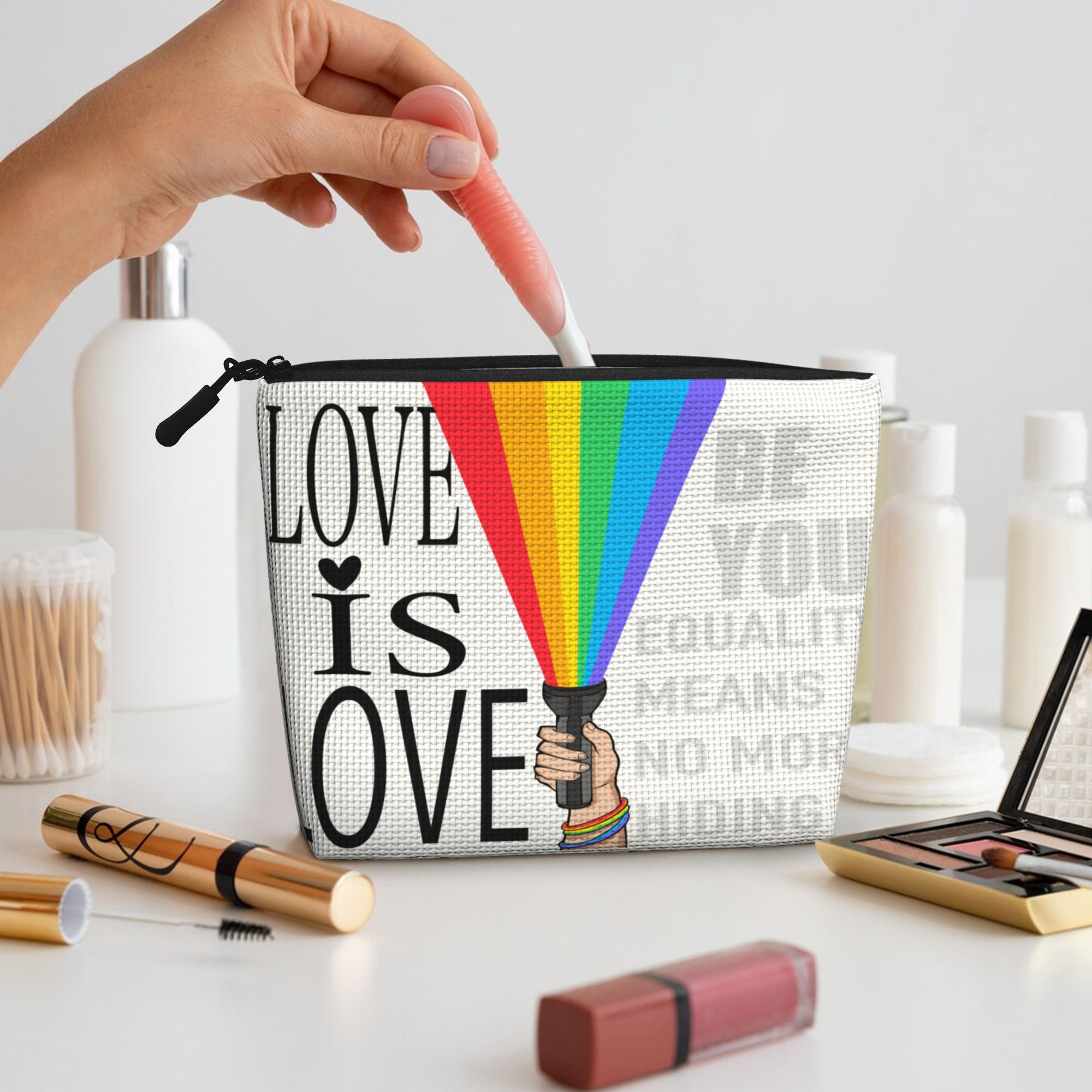 Personalized LGBTQ Pride Month Single-Layer Linen Style Makeup Bag Birthday Gift