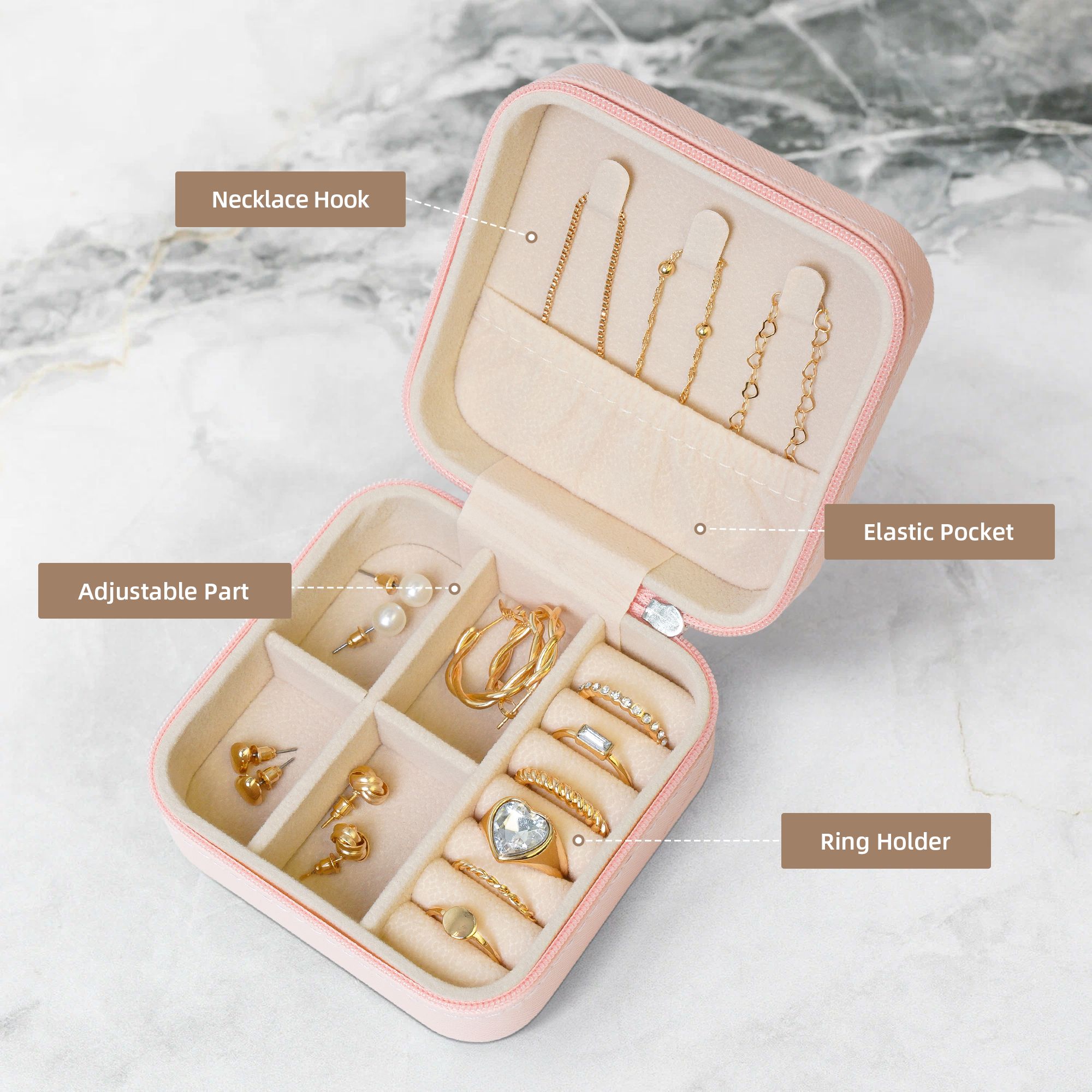Personalized Birth Flower Jewelry Box Organizer with Name Birthday Wedding Gift for Woman