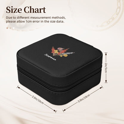 Personalized Birth Flower Jewelry Box Organizer with Name Birthday Wedding Gift for Woman