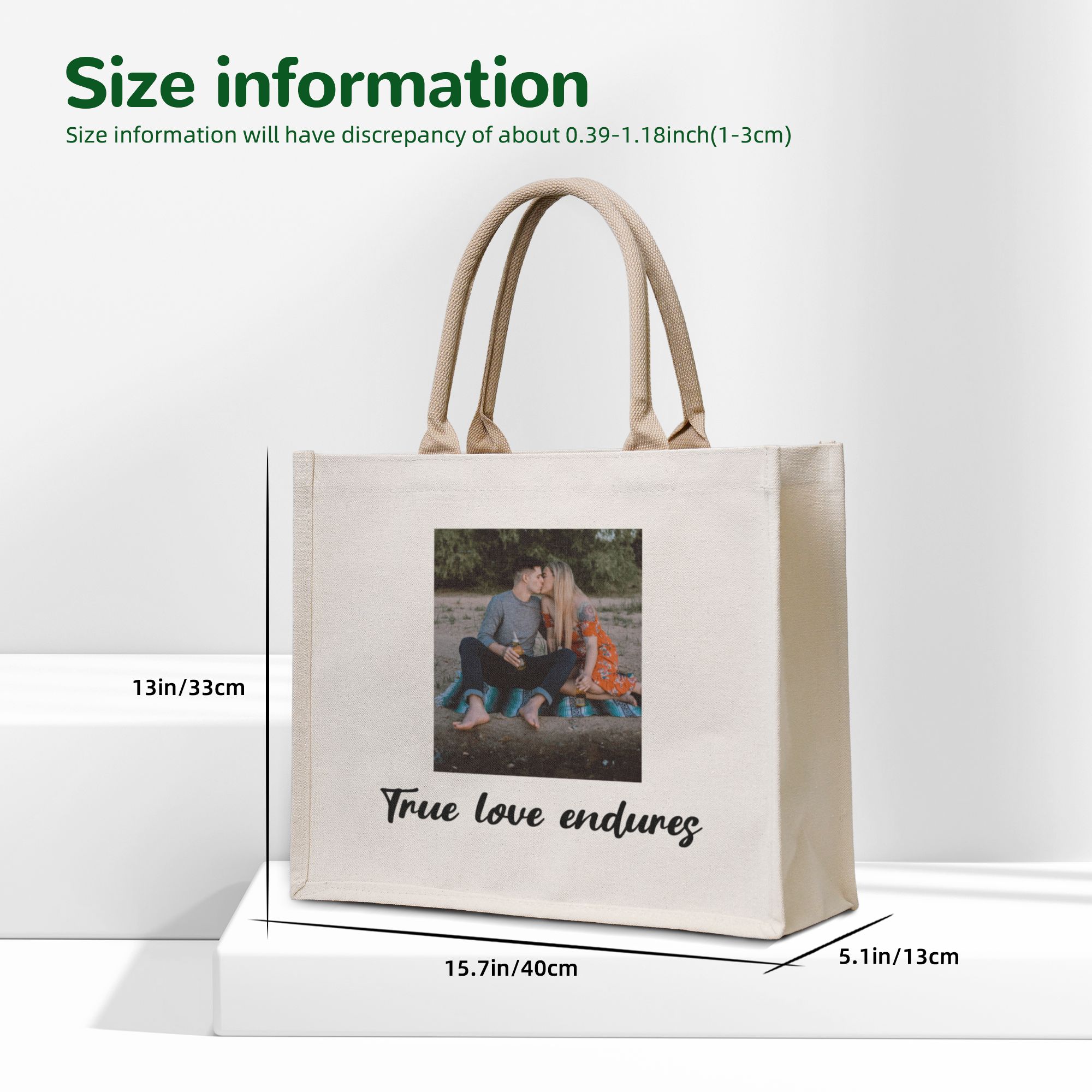 Personalized Canvas Tote Bag with Name and Pattern Christmas Birthday Gift for Women