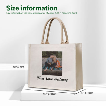 Personalized Canvas Tote Bag with Name and Pattern Christmas Birthday Gift for Women