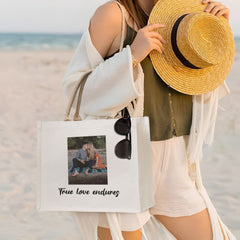 Personalized Canvas Tote Bag with Name and Pattern Christmas Birthday Gift for Women