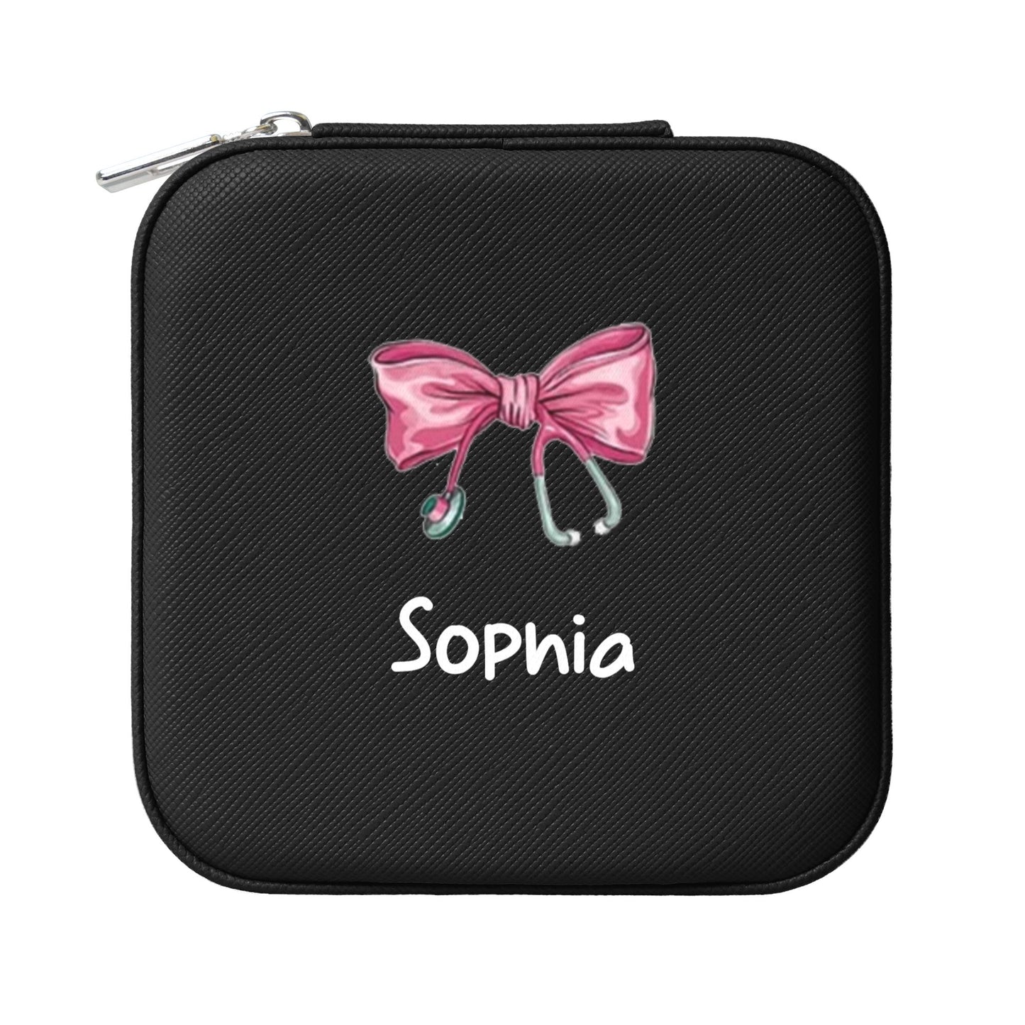 Personalized Medical Bow Stethoscope Jewelry Box Organizer with Name Birthday Wedding Gift for Nurse