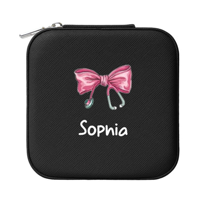 Personalized Medical Bow Stethoscope Jewelry Box Organizer with Name Birthday Wedding Gift for Nurse