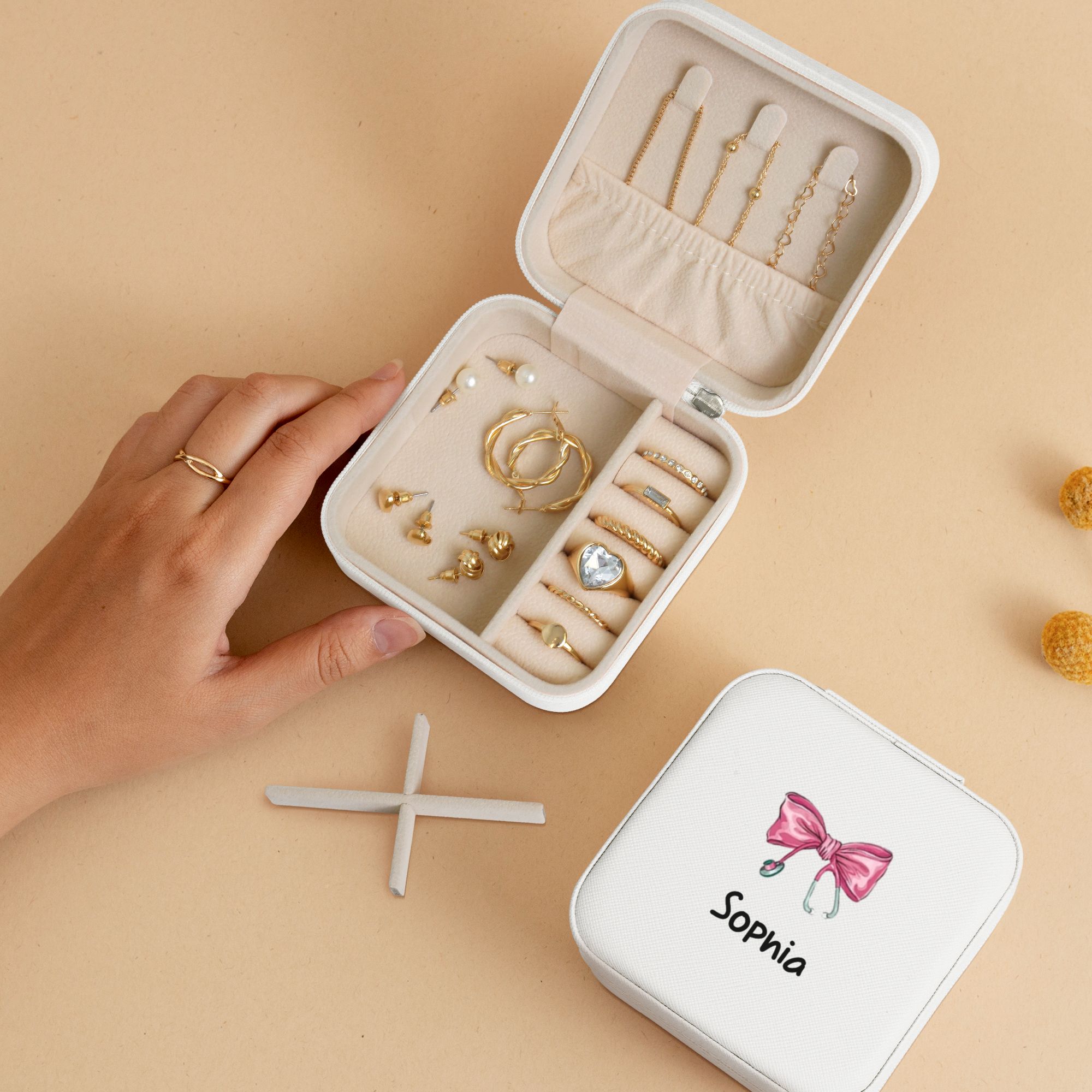 Personalized Medical Bow Stethoscope Jewelry Box Organizer with Name Birthday Wedding Gift for Nurse