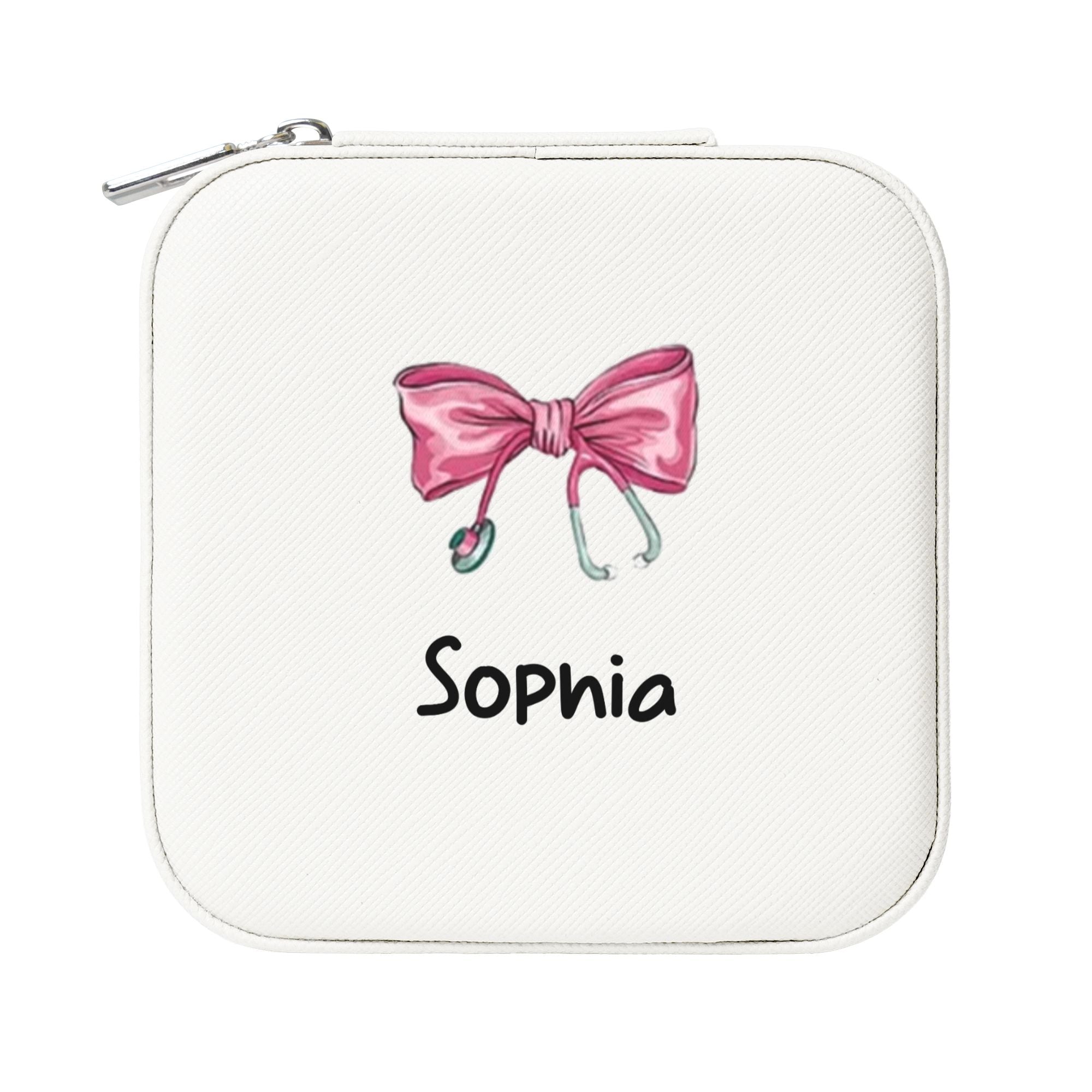 Personalized Medical Bow Stethoscope Jewelry Box Organizer with Name Birthday Wedding Gift for Nurse