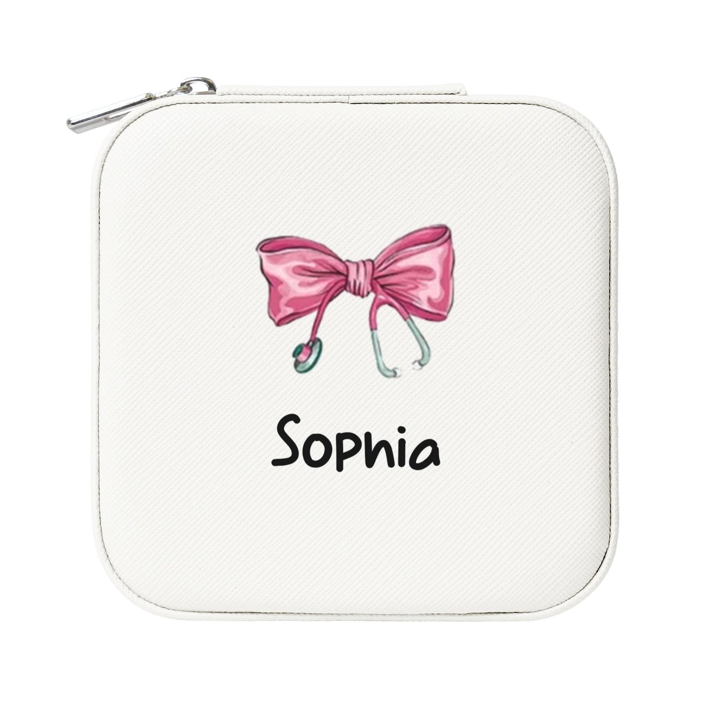 Personalized Medical Bow Stethoscope Jewelry Box Organizer with Name Birthday Wedding Gift for Nurse